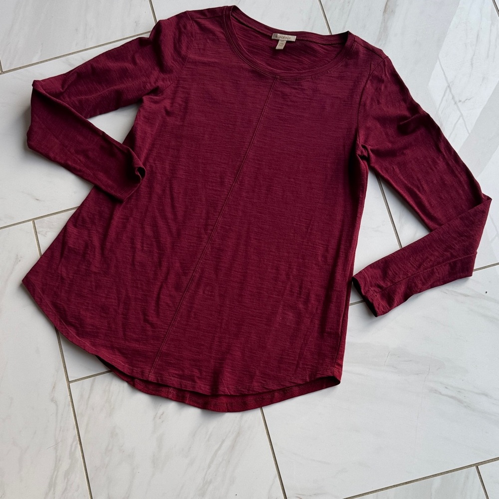 NWOT Anthropologie Bordeaux Women's Burgundy Long Sleeve Top